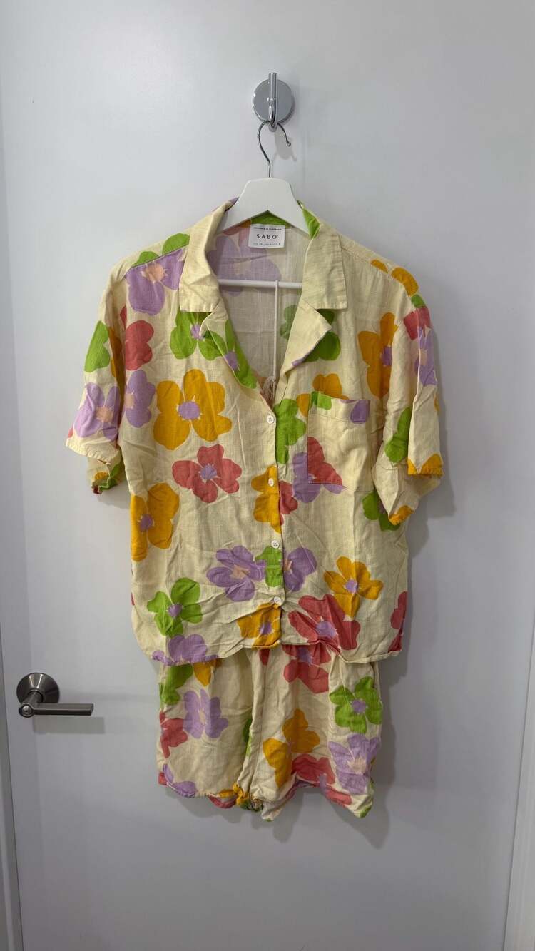 Sabo Floral Button Down Shirt and Shorts Two-Piece Co-ord Set